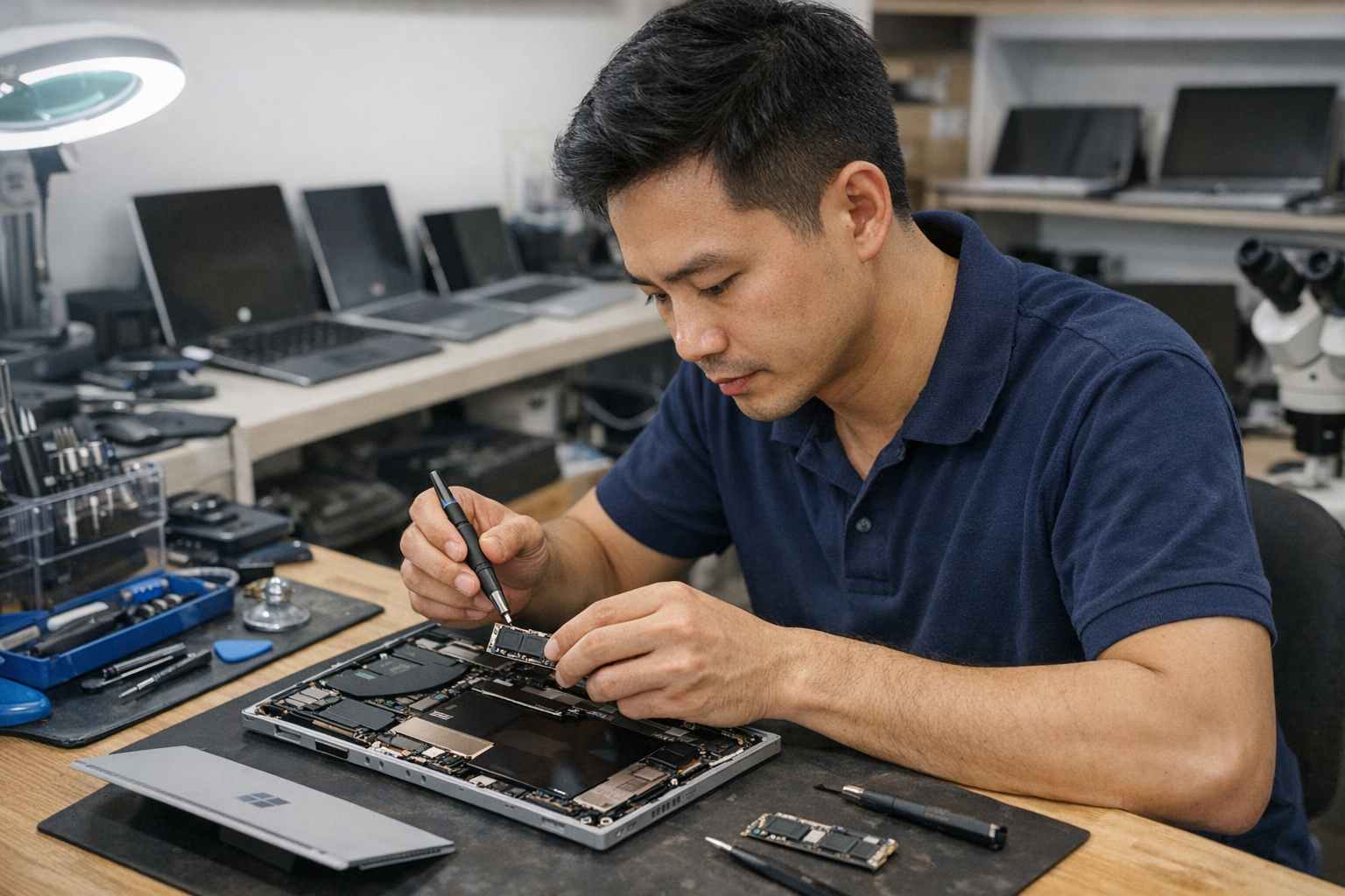 Địa chỉ thay thế, nâng cấp ổ cứng ssd cho surface uy tín giá rẻ 7 Nhân viên kỹ thuật tháo máy Surface chuyên nghiệp tại địa chỉ Thái Hà