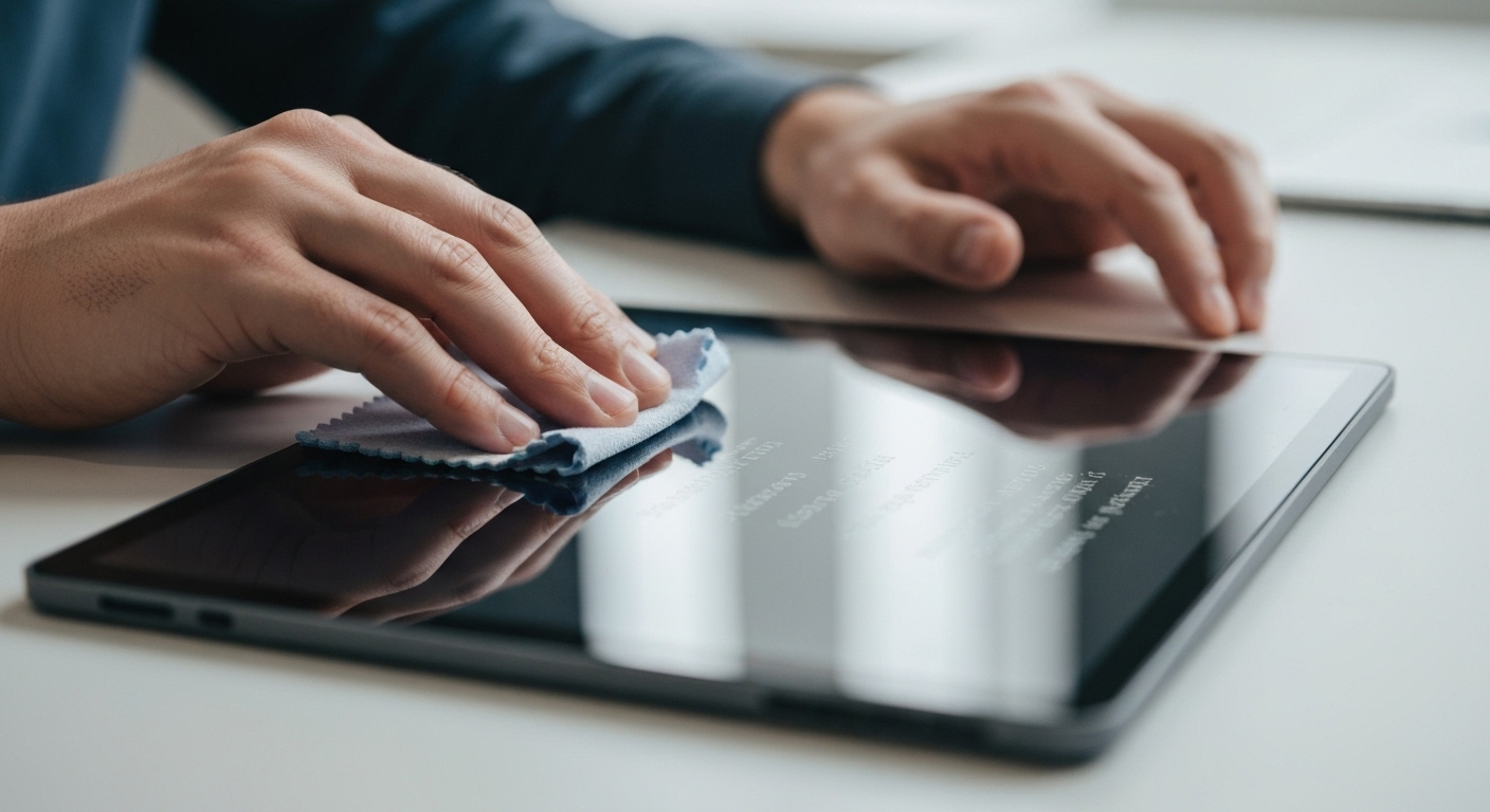 Hình ảnh người dùng đang chăm sóc và bảo quản Surface Pro