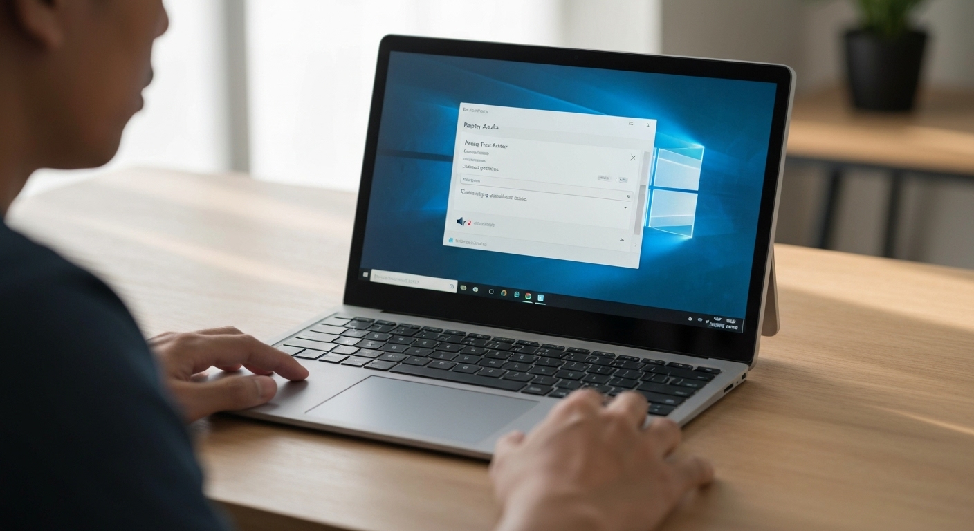 Giao diện trình gỡ rối âm thanh Audio Troubleshooter trên Windows đang chạy để khắc phục lỗi Surface không có âm thanh.