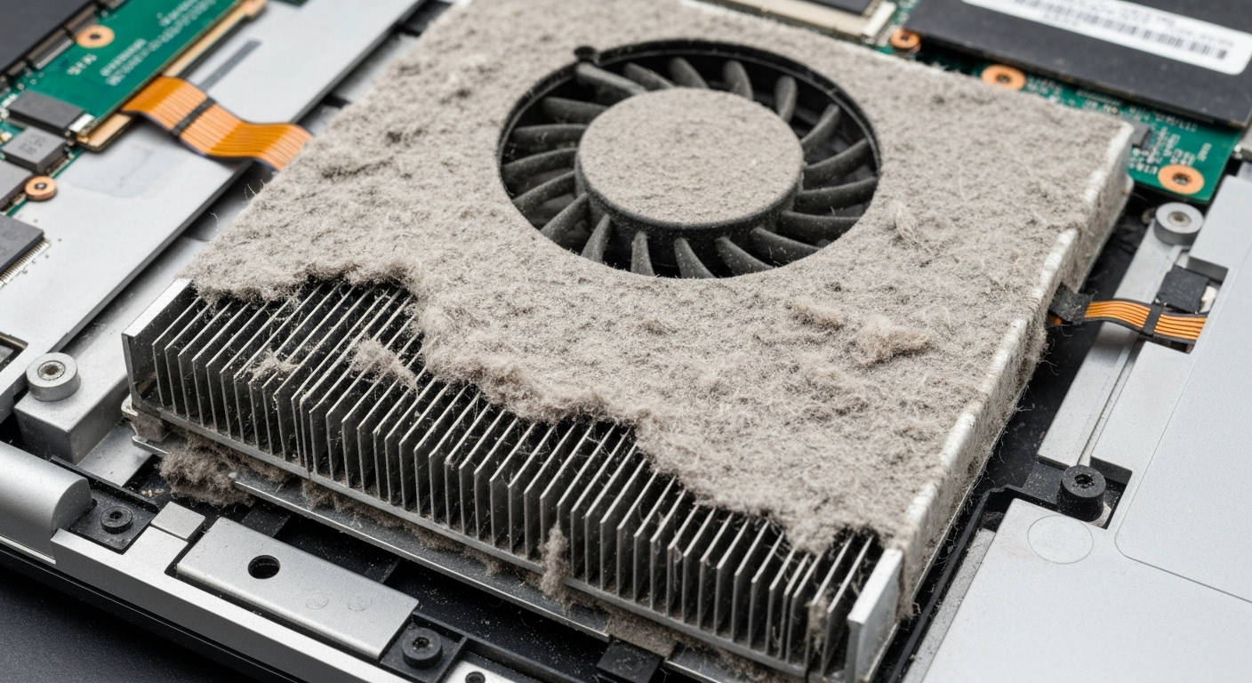 Giải Pháp Toàn Diện Khi Surface Bị Lỗi Hệ Thống : Từ Chẩn Đoán Đến Sửa Chữa Chuyên Nghiệp 8 Hình ảnh quạt tản nhiệt của Surface bị bám đầy bụi bẩn, minh họa nguyên nhân quá nhiệt
