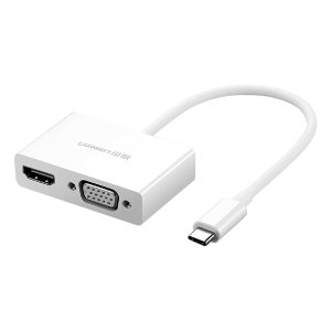 usb type c conver hdmi and vga a2 Cáp Chuyển Đổi Ugreen USB Type-C Sang VGA HDMI Chính Hãng